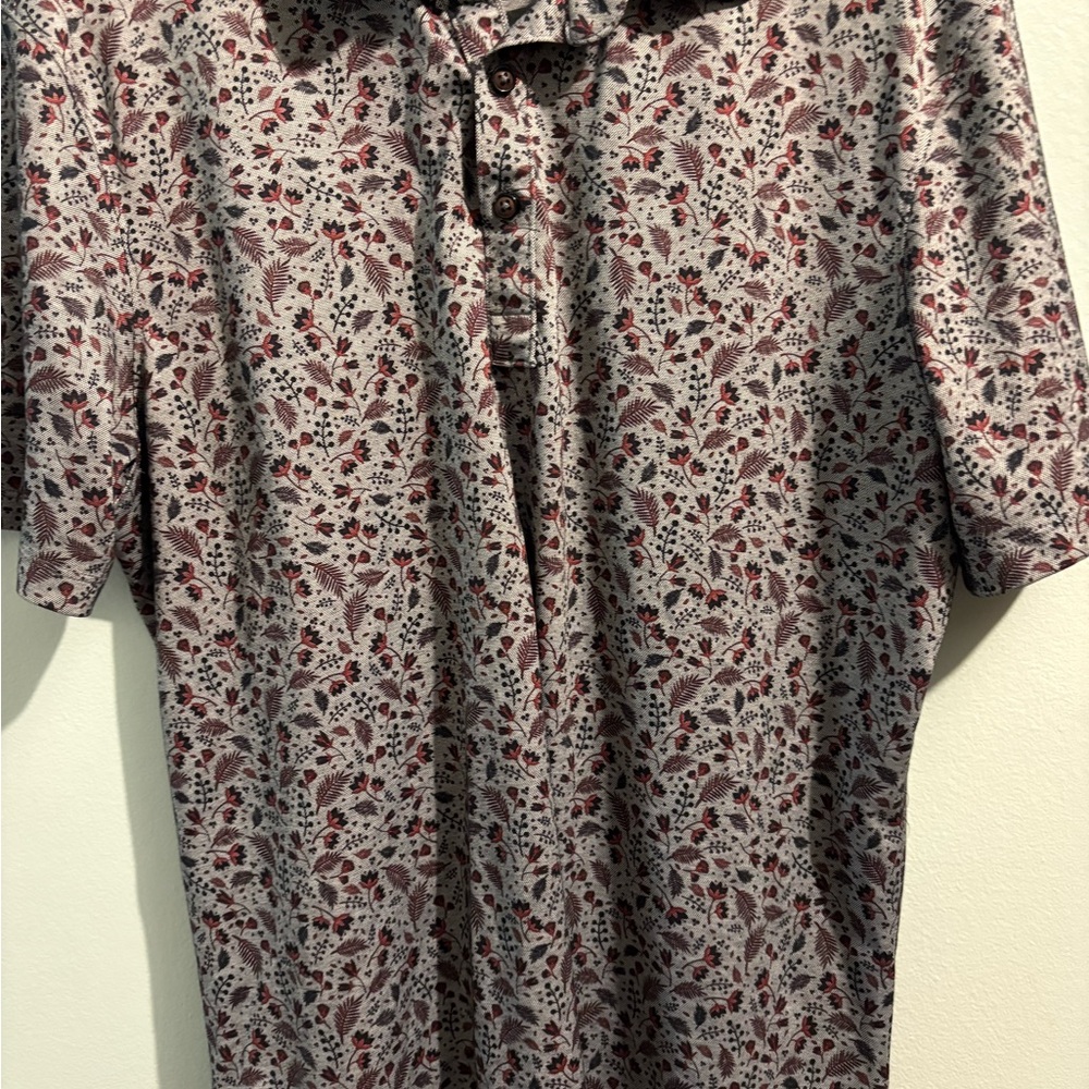 7 Diamonds Men's Floral Polo Shirt in Red and Gray
